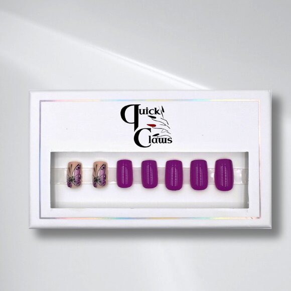 Wine purple press on nails butterfly - Picture 3 of 4
